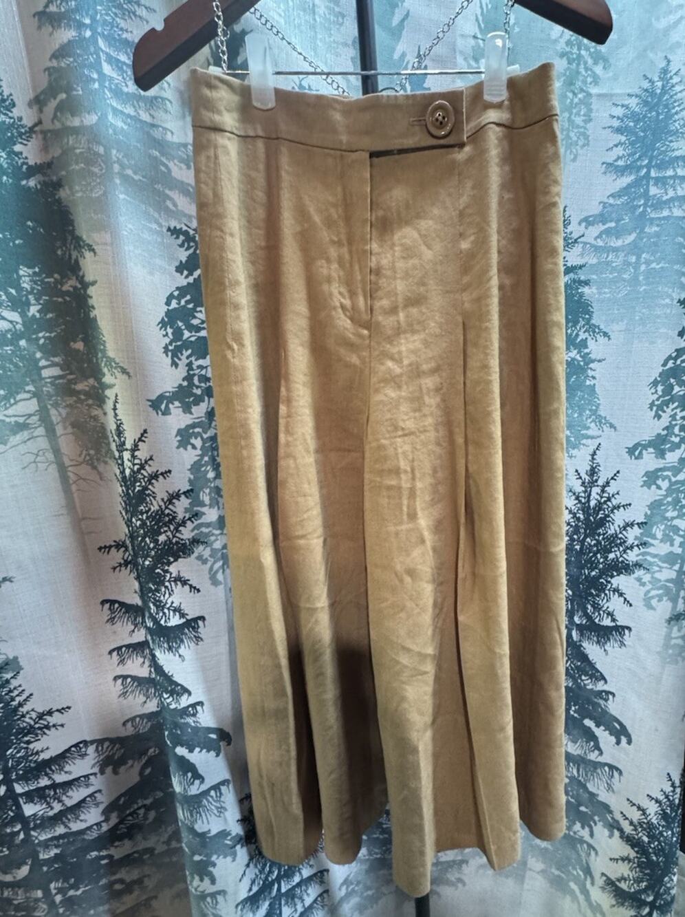 Alice + Olivia Women’s 4 Pants Wide Leg High Waist Crop Caramel Tan Slacks Dress